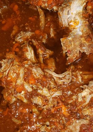 A picture of Carne de puerco con salsa de chipotle (Pork with chipotle sauce).