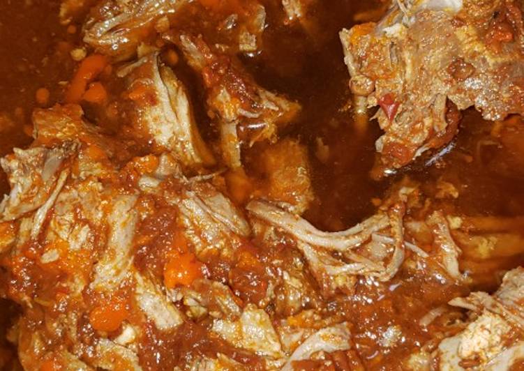 Simple Way to Prepare Homemade Carne de puerco con salsa de chipotle (Pork with chipotle sauce)