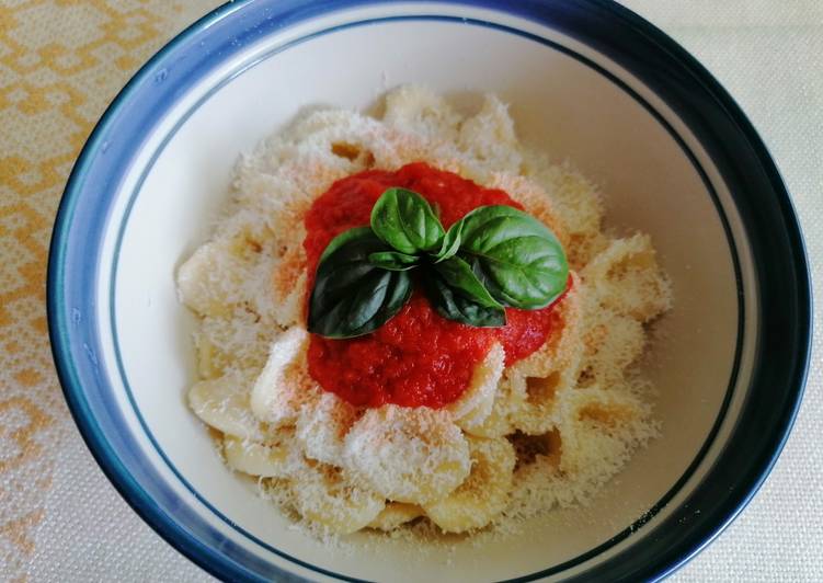 Orecchiette,sugo di pomodoro fresco con cacioricotta e basilico