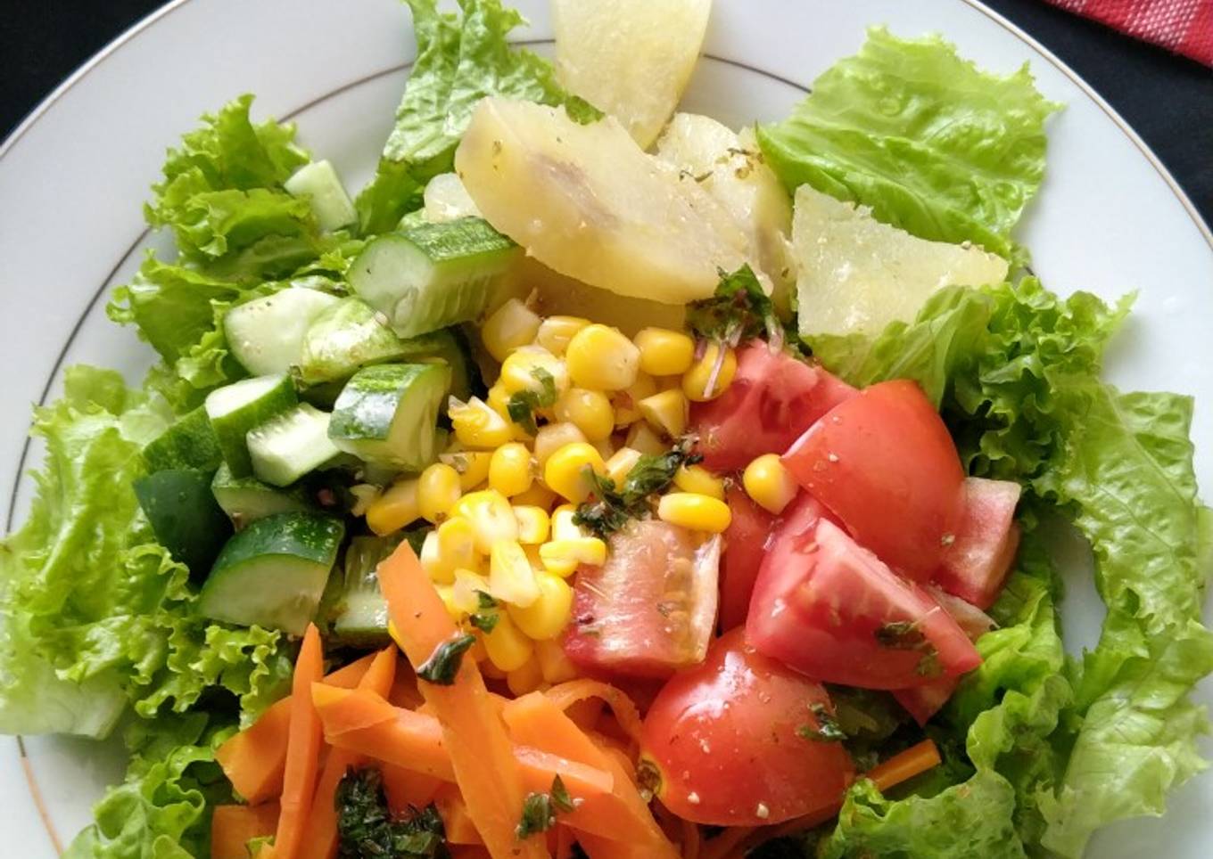 Salad sayur with balsamic dressing (sehat dan lezat)