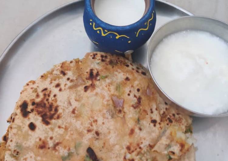 Step-by-Step Guide to Prepare Any-night-of-the-week Wheat flour onion Paratha