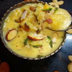 A picture of Mango+Custard+Rice.