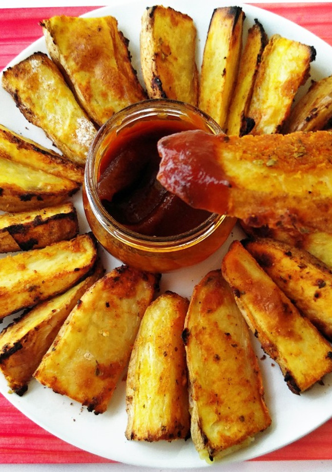 Una foto de Patatas gajo asadas en churrasquera {o grill de gas} 🥔