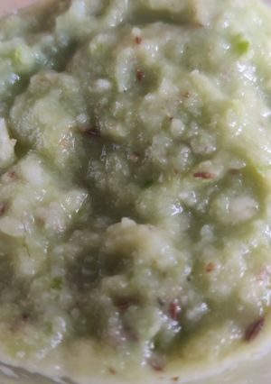 લીલા મરચાં ને કાચી કેરીની ચટણી (Green Chili Raw Mango Chutney Recipe In Gujarati) રેસીપી મુખ્ય ફોટો