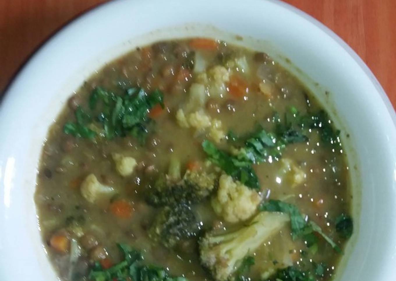 Lentejas con brócoli y coliflor