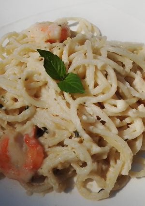 Una foto de Spaghetti con camarones 🍤