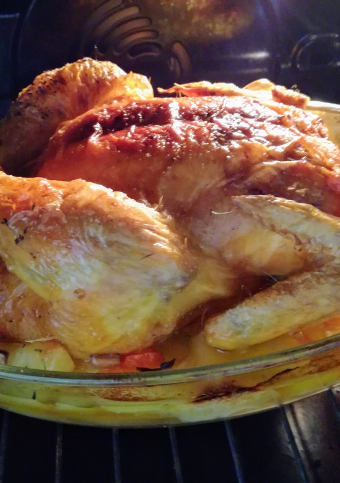 Una foto de Pollo asado a la huertana