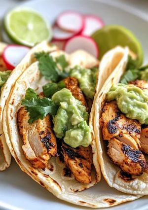 Una foto de Tacos de pollo con salsa de aguacate