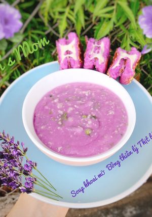 Hình của món Soup khoai mỡ bông thiên lý thịt bằm.