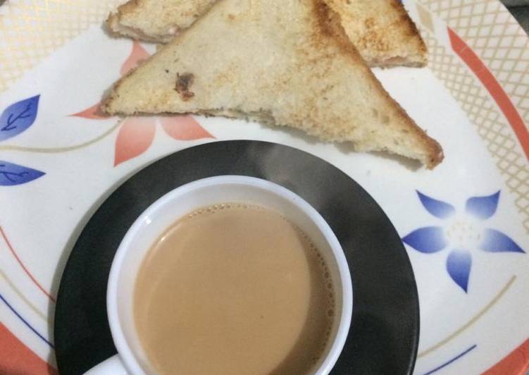 Masala chai with cheese sandwich