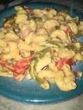 Fideitos con queso, pollo y verduras