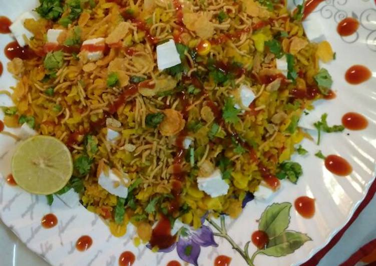 Get Healthy with Cheese cornflakes veggie poha
