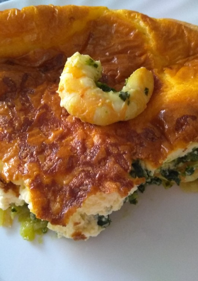 Una foto de Quiche de espinacas y langostinos