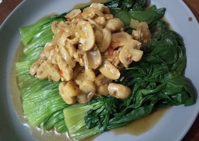 Yuk intip, Resep mudah memasak Oseng jamur kancing dan pokchoy  nagih banget