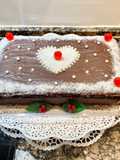 Pastel de chocolate relleno con crema “tartufo”