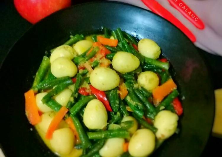 Sayur kacang panjang telur puyuh masak santan