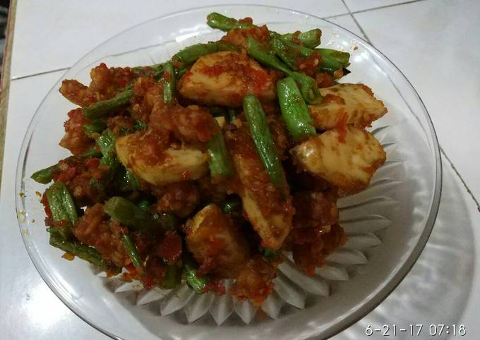 Resep: Buncis, tempe dan putih telur bumbu merah Irit Anti Gagal
