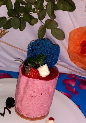Una foto de Mousse de jamaica con mezcal