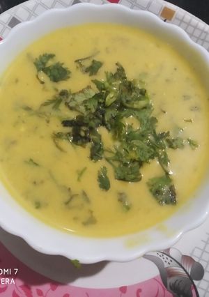 A picture of UP style Dahi wali Arbi Spicy Arbi in yogurt curry.