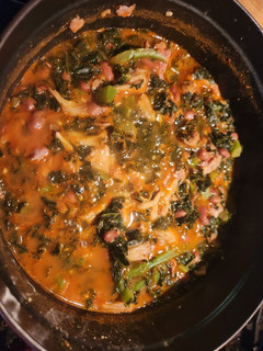 A picture of Kale and Lion's Mane Stew.