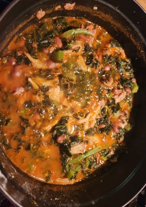 A picture of Kale and Lion's Mane Stew.