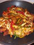 Tiras de pollo con verduras