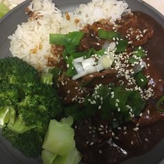 A picture of Instant pot Mongolian Beef.