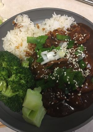 A picture of Instant pot Mongolian Beef.