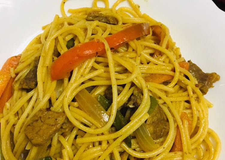 Spaghetti stir fry