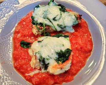 Easy Fast Cooking Spinach  Mozzarella Chicken Delicious Perfect