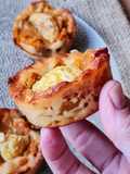 Empanadas abiertas o canastitas sin masa de harina, rellenas de zapallo, mandarina y nuez