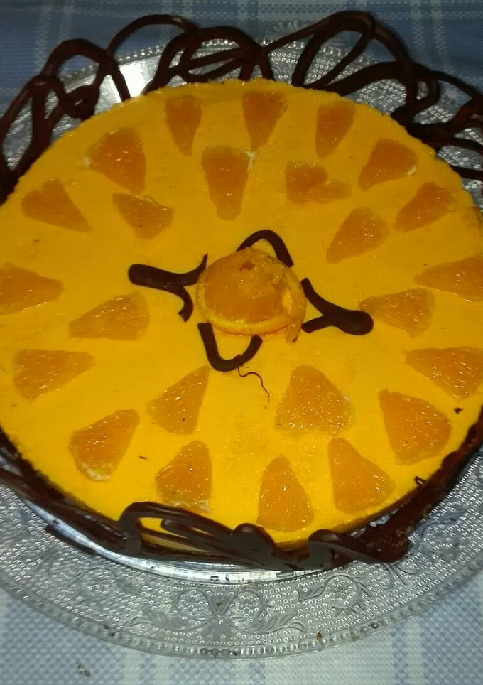 Una foto de Tarta de mousse de mandarina