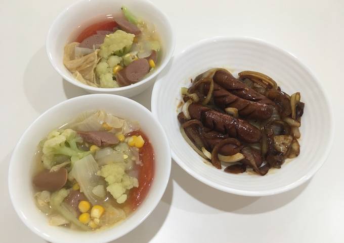π½ Menu set: tumis sosis bombay dan sup sosis aneka sayur