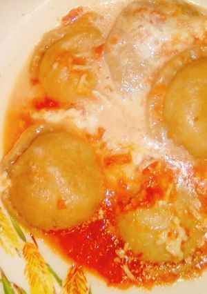 Una foto de Sorrentinos de calabaza Ricota, cebolla y nuez con masa integral