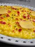 Risotto allo zafferano e Bagoss con capocollo croccante 🧀🥓