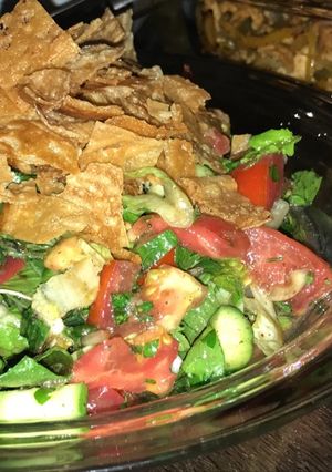 A picture of Fattoush in the Lebanese Style.