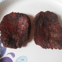 A picture of HP Sauce Beef Jerky.