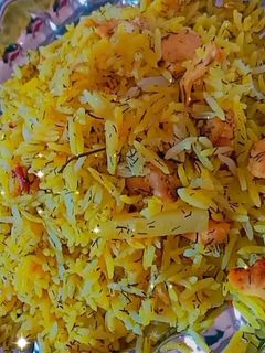 عکسی از دستور شوید پلو با گوشت مرغ