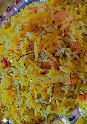 عکسی از دستور شوید پلو با گوشت مرغ