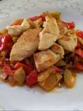 Pavo con verduras pochadas