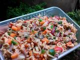Assorted chicken and veggies noodles