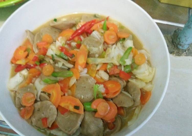 Resep Capcai bakso saus tiram Lezat