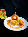 Masala magic savoury falafel doughnut with masala magic garlic hummus