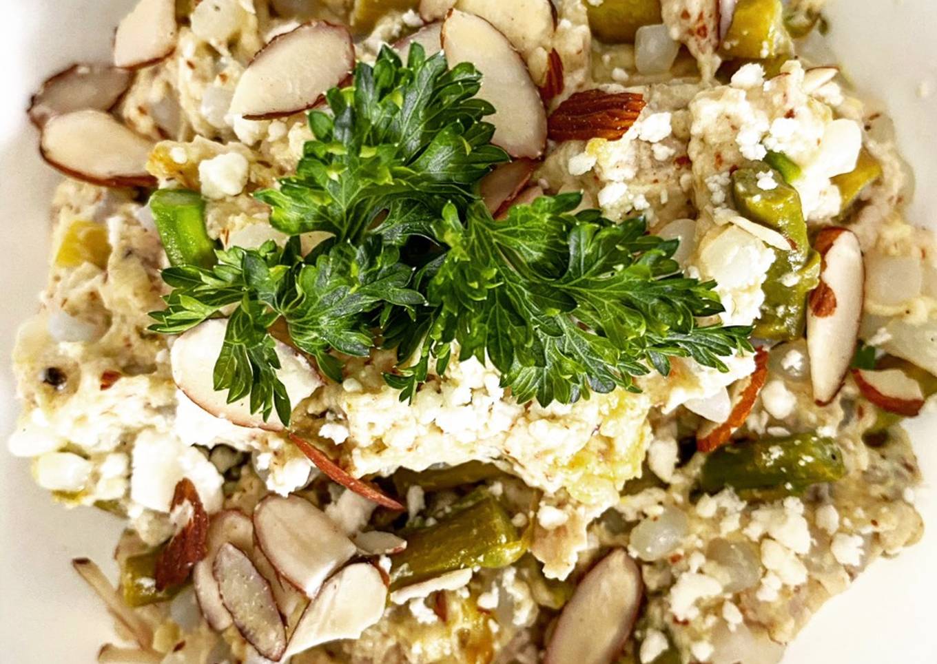 Risotto de konjac con pollo y esparragos