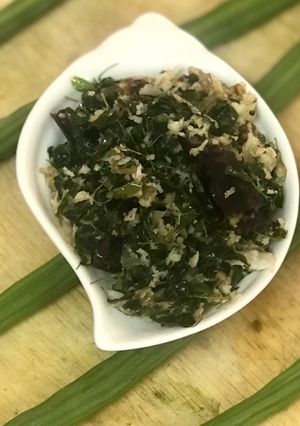 A picture of Drumstick leaves fry..முருங்கைக்காய் பொரியல்.