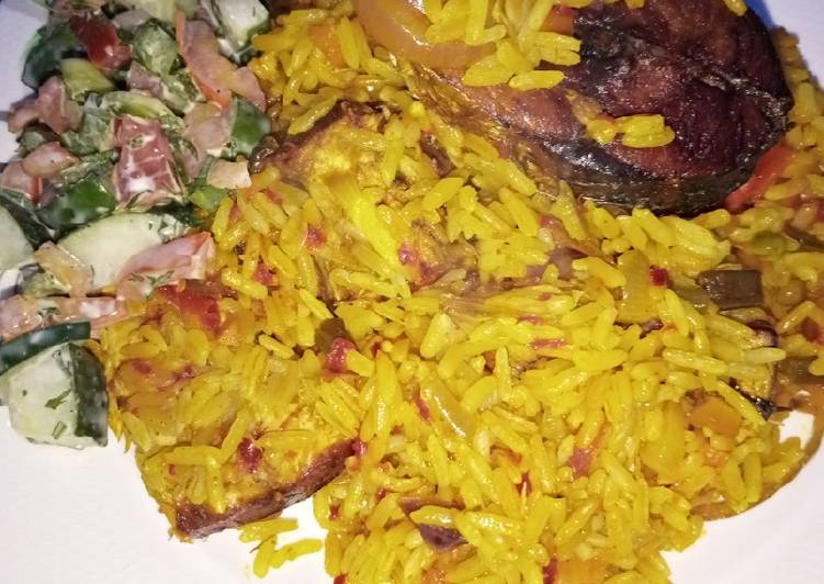 How to Make Homemade Palm oil Jealof rice With salad Cooking Basics for Beginners