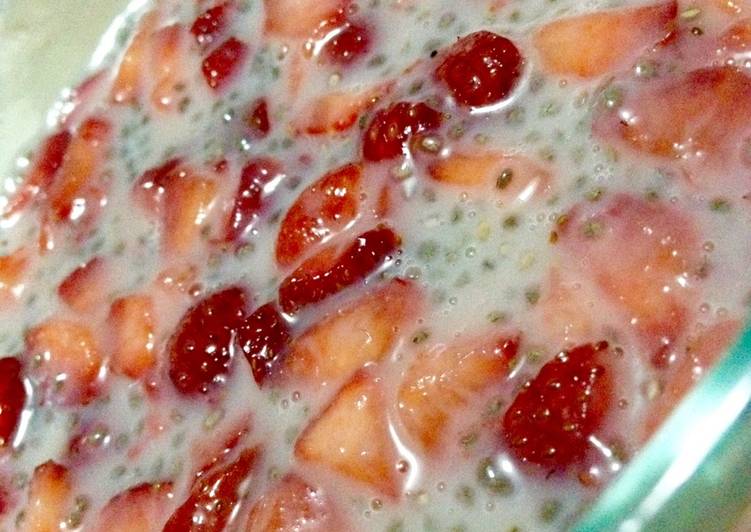 Sweet Strawberry Chia Milk Sorbet / Fruit Dessert
