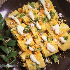 A picture of Sambar Flavoured Stuffed Khandvi (Pressure Cooker Method).