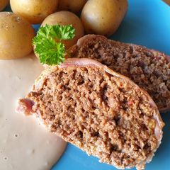A picture of Bacon wrapped meatloaf.
