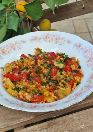 Tarhonyás lecsó (vegán) recept fotója